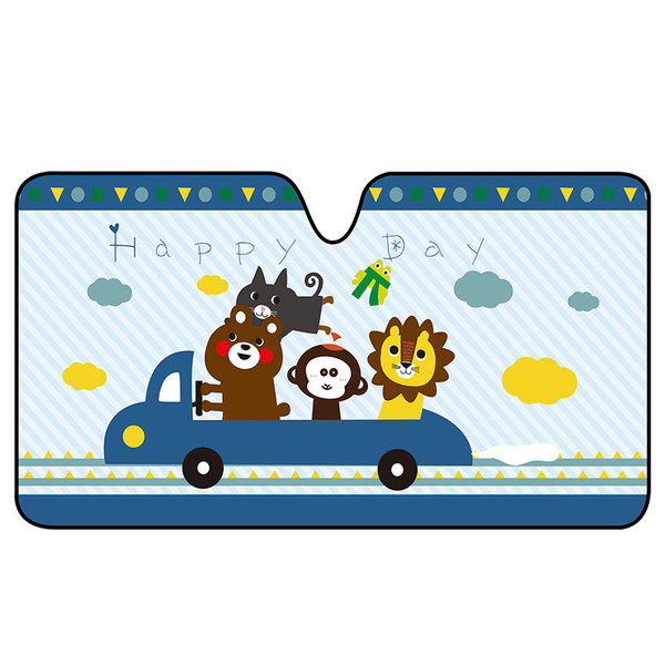 Car Windshield Sun Shade Cartoon Cute Car Front Window Sunshades Heat Insulation Car Sun Visor Cover Small Size Happy Day