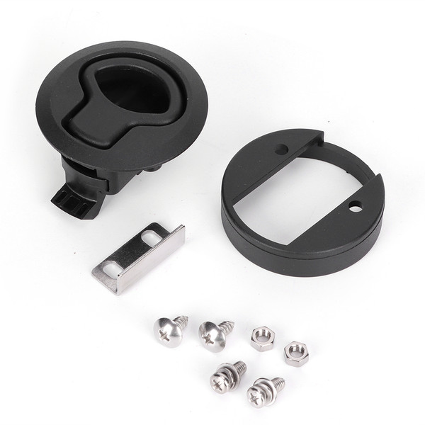 Round Black Flush Pull Slam Latch Deck Hatch Handle Lock for Marine Boat RV Drawers