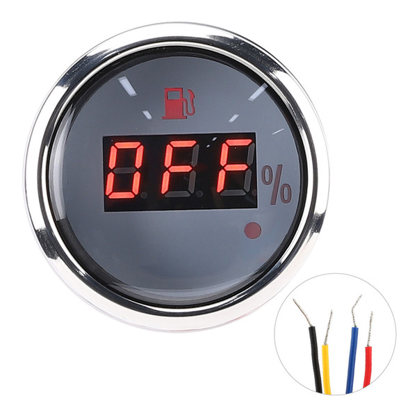 2in Fuel Level Gauge LED Digital Display Smart Red Light Alarm for Marine Boat CarEuropean Standard White