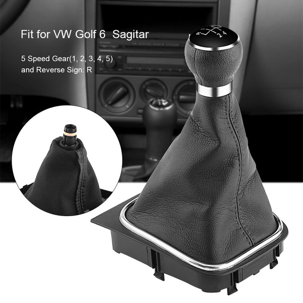 5 Speed Car Gear Shift Knob Gearstick Gaiter Boot Kit For  Golf 6 MK5 MK6 Jetta 2005-2014