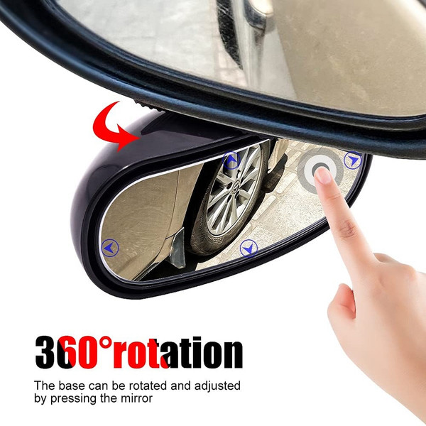 Car Rear View Mirror 360° Rotation Blind Spot Mirror Stick-on Rearview Mirror Wide Angle Baby View Mirror for Car Truck SUV