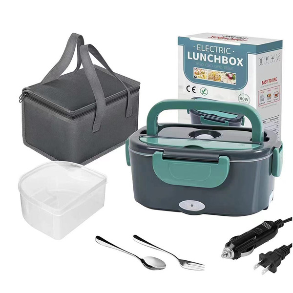 Electric Lunch Box with Carry Bag Portable Fast Food Heater 110V-12V, 1.5L Large Heated Lunch Boxes for Work Home Car