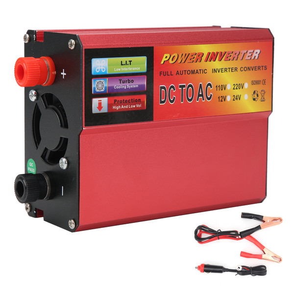500W Portable Smart Power Inverter Modified Sine Wave MultiProtection DC12V to AC110V with USB Charging Port