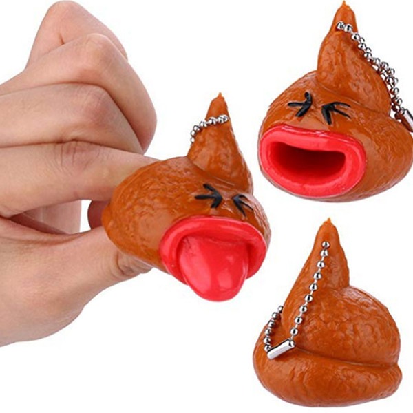 2pcs Novelty Poo Toys Keychain  Out Tongues Fun Little Prank Tricky Antistress Toy for Kids