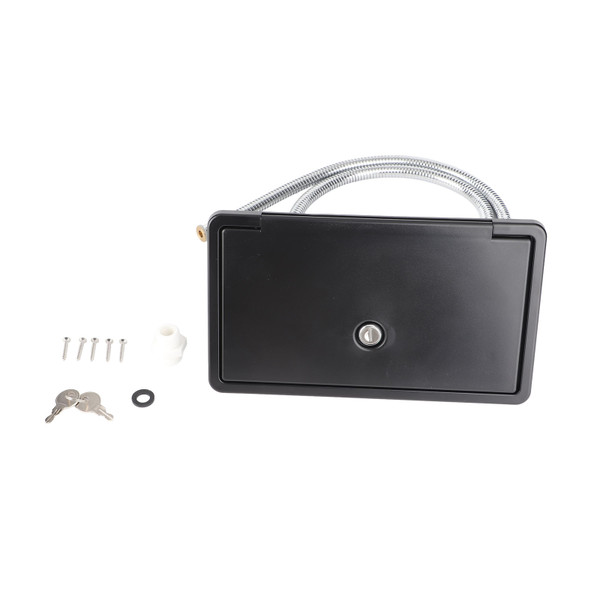 Exterior Shower Box Kit 1.5m Metal Hose Outdoor Washing Spray Box Set for Rv Campervans Trailer Boats Caravans Yachts Black with Metal Tubes