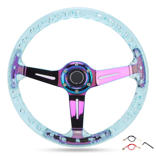 14in Car Steering Wheel Logo Horn Button Accessories Modification Fit for ATV Kart UTVPurple