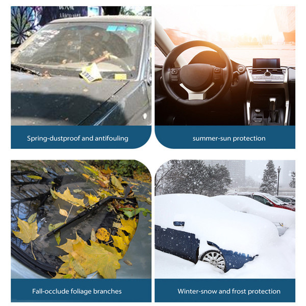 Car Windscreen Cover Windshield Front Cover Anti Rain Snow Frost Sun Protection Cover Dust Protector With Reflective Strips