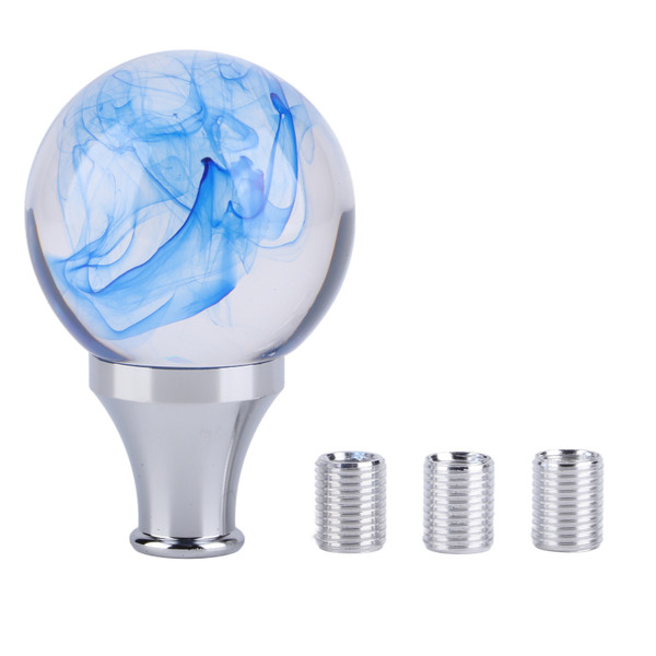 JDM Style Gear Shift Knob with 3 Adapters Round Ball Shape Shifter Head for Manual Automatic Transmission Vehicles Blue