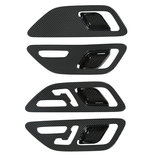 Inner Door Handle Bowl Frame Cover Carbon Fiber Style Interior Decorative Sticker Replacement for Mercedes‑Benz C‑class W206