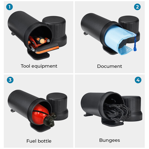 Universal Motorcycle Tool Tube Kit,84-125mm Diameter Waterproof Storage Canister with Mounting Ties