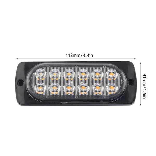 4PCS 12 Strobe LED Red Light Hazard Beacon Emergency Flashing Side Marker Light Bars Warning Signal Towing Truck Flashing Lamp