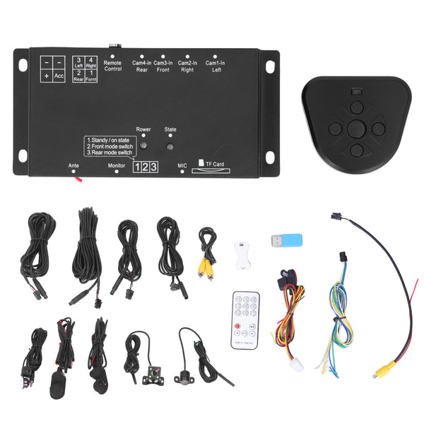 Car Driving Recorder 6 Channel 360° Panoramic Remote Wire Control with 4 Cameras Universal Modification