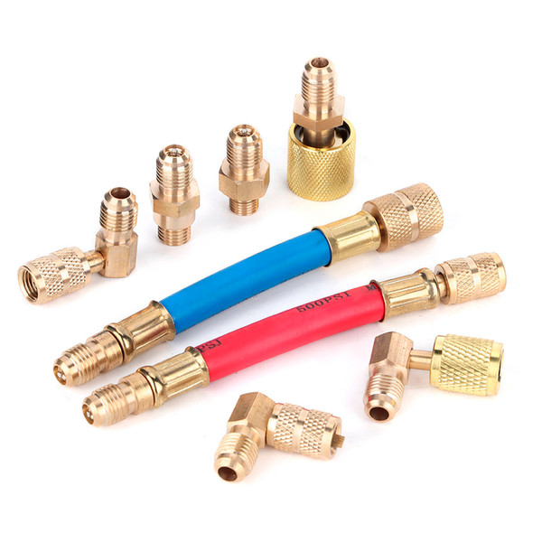 8pcs/Set Air Conditioning Refrigeration R-12A/C Connector Adapter Hoses R134A R12