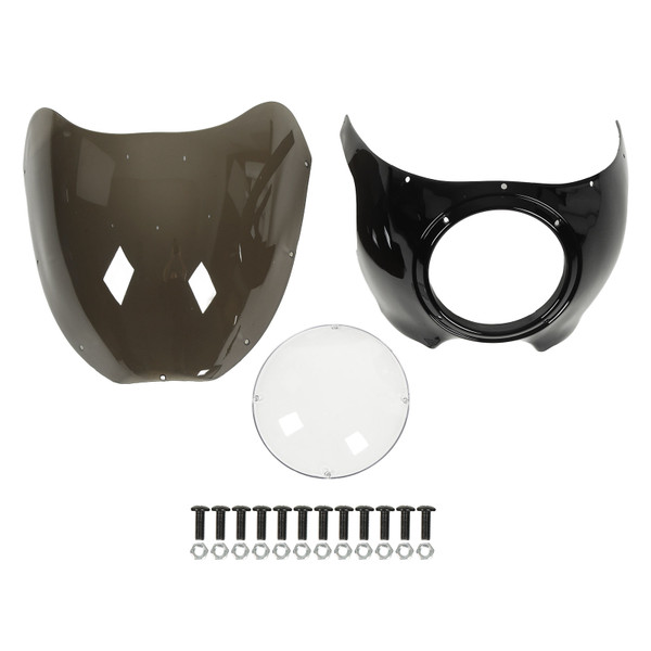 7in Headlight Fairing Screen ABS Glass Windshield Mask Cover for Round Headlights Motorcycle Smoky