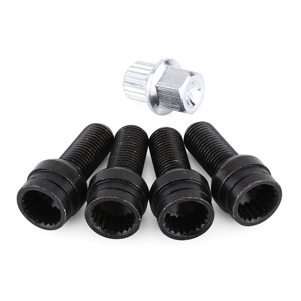 4+1 M14*1.5MM Black Steel Wheel Bolt &amp; Lock Lug Nut Set With Key