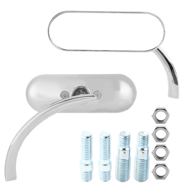 2pcs Universal Oval Rearview Side Mirror Electrosilvering for Motorcycles with 8mm/0.3in 10mm/0.4in Thread Hole