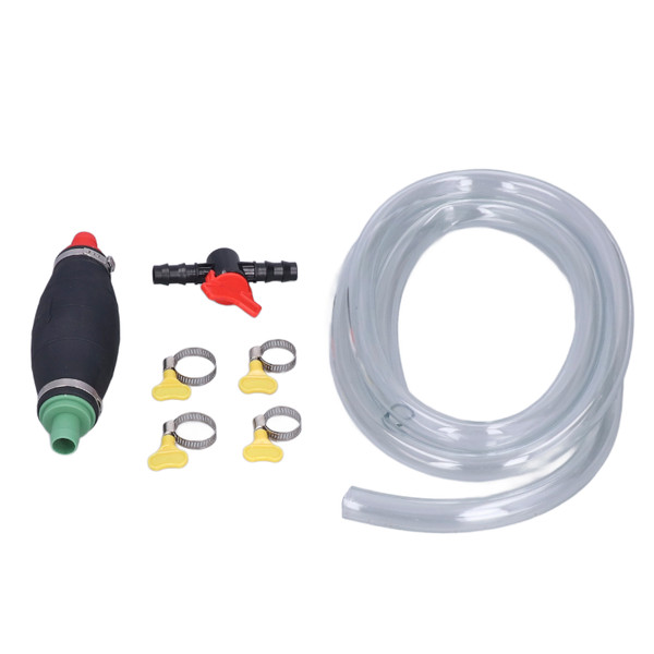0.6in Siphon Hand Pump Liquid Transfer 6.6ft Hose with Control Switch for Gasoline Fuel Water Oil Diesel