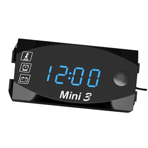 Motorcycle DC 6V-30V 3 In 1 Digital Time Clock + Thermometer +Voltage voltmeter Tester Battery Moniter Gauge for Car Boat Marine