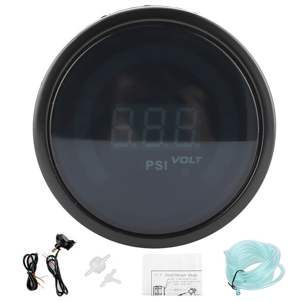 52mm/2in Turbo Boost Gauge ‑15‑45PSI Digital LED Display for 12V Gasoline Vehicles
