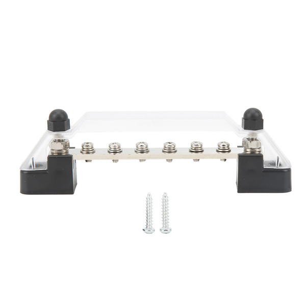 48V 150A Battery Power Distribution Block Bus Bar with Cover M6 Studs M4 Terminal Screws for Cars RVs Boats 6 Way