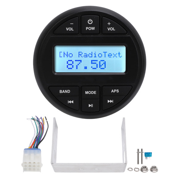 Marine MP3 Player Bluetooth Receiver Radio Gauge IPX6 Waterproof Digital Media Radio Gauge for Yacht Speedboat Motor Boat Ship RV