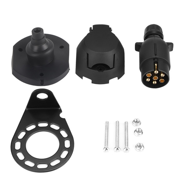 12N 7Pin Trailer Plug Socket Connector Adapter Bracket for Trailer Caravan Towing Towbar