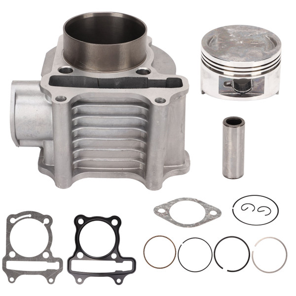 Engine Cylinder Head Kit with Piston Gasket Spring Cylinder Rebuilt Assembly Set Aluminum Alloy for GY6 150cc Scooter