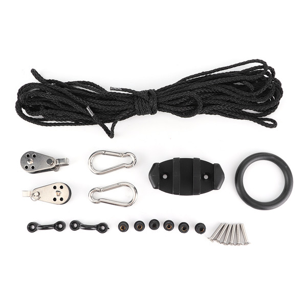 Anchor Trolley Kit with Rope Pulley Pad Eyes for Kayak Canoe Boats Water Sports Accessories