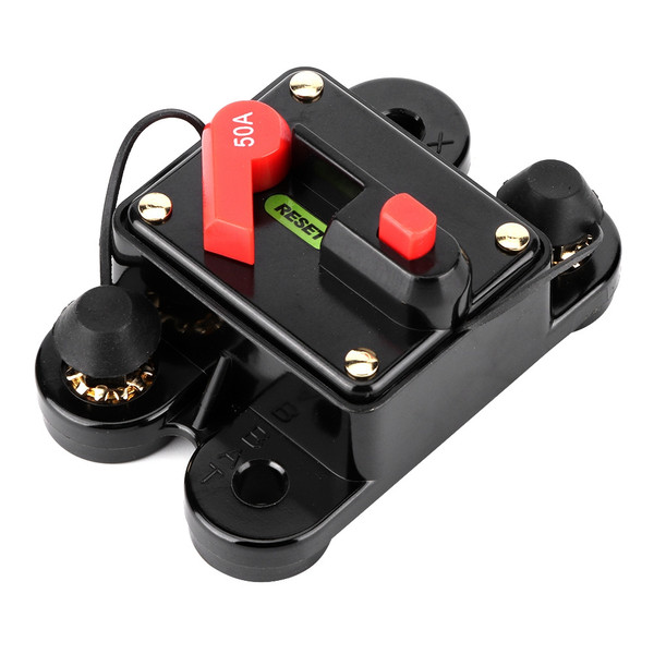 Car Audio Automatic Manual Reset Fuse Holder Circuit Breaker 12V 50A