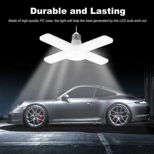 LED Garage Lights- Dimmable Garage Lights Ceiling, 48W 6000LM 6500K E27/E26 LED Garage Ceiling Lights with 4 Adjustable Panels for Garages, Workshop,indoor, outdoor, workshop and warehouse, full Area