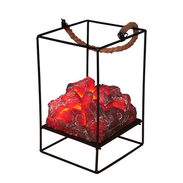 Christmas Flameless Light for Christmas Tabletop Display Decoration LED Simulation Charcoal Flames Light Lamp Home Decor