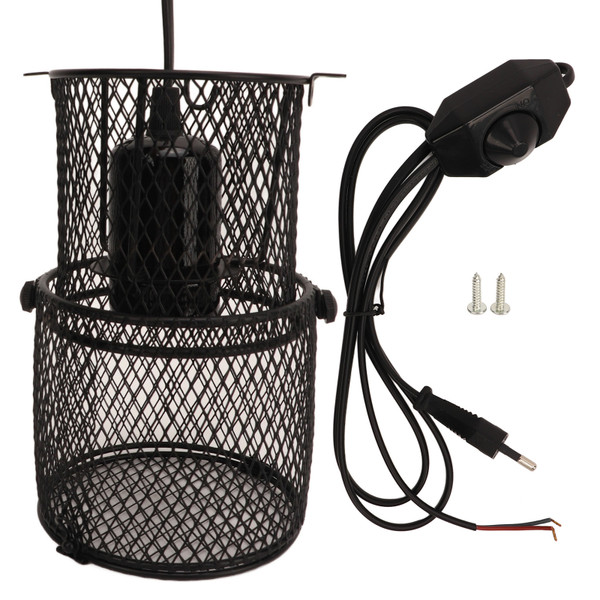 Reptile Heat Lamp Guard Avoid Scald Retractable Reptile Heat Lamp Mesh Cover Heat Protector with E27 Ceramic Lamp Holder EU Plug 220‑240V