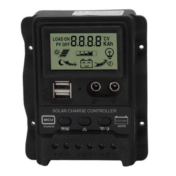 K1688 Solar Charge Controller PWM Dual DC with Black Shell Solar Panel Regulator for Home 10A