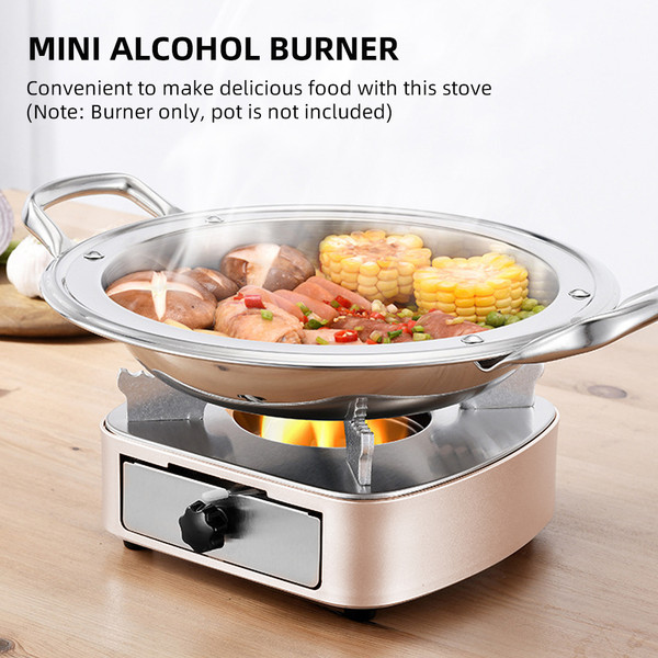 Mini Alcohol Stove Burner Stainless Steel Adjustable Firepower Windproof Drawer Style Burner for Barbecue Hotpot Outdoors Cooking