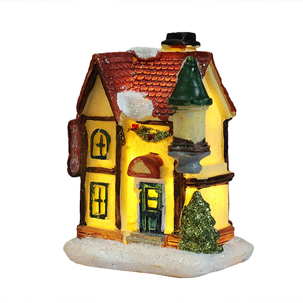 LED Christmas Resin Light House Christmas Decorations Resin Christmas Scene Village House Town for Christmas Gifts