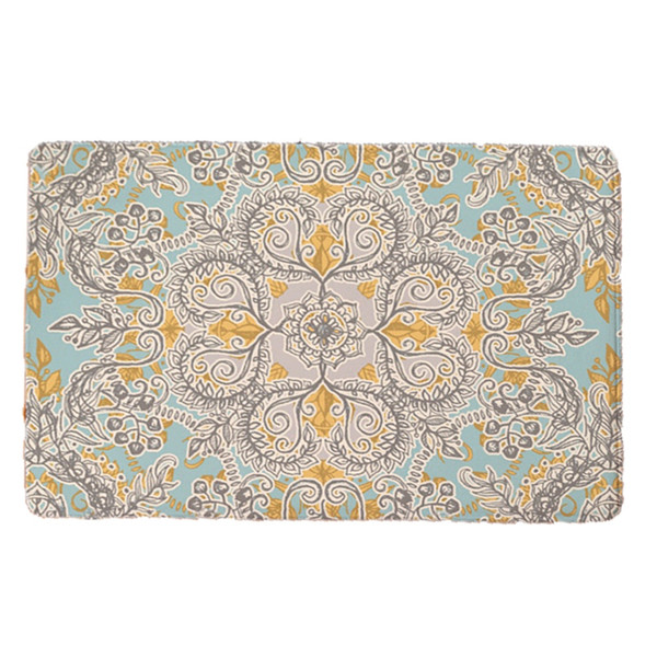 Retro Flower Style Soft Flannel Doormat Kitchen Mat Anti Slip Water Absorb Carpet 40*60cm (1)