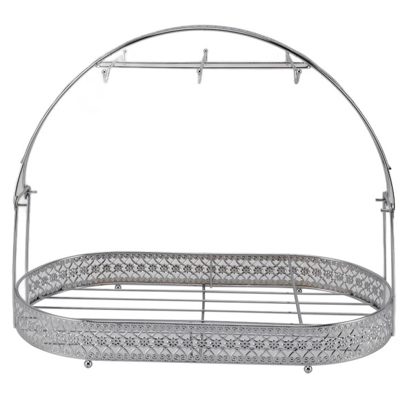 Mug Holder Stand Iron Coffee Cups Dishes Organizer Mug Drainer Storage Drying Rack with 6 Hooks for Counter Cabinet Table Kitchen Restaurant Office Silver
