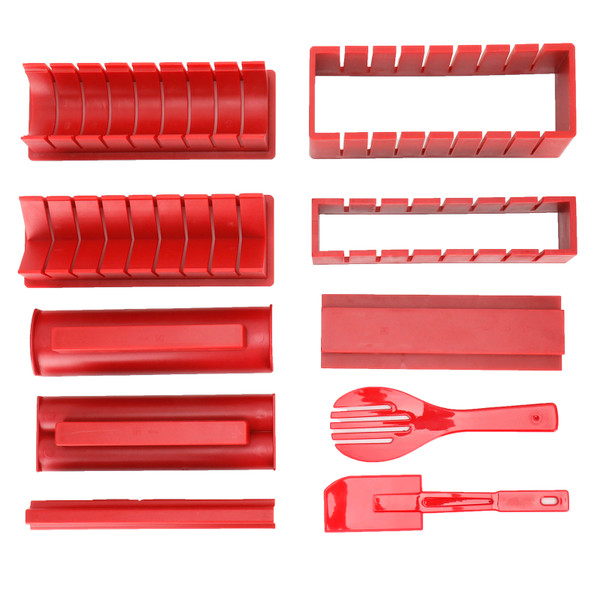 DIY Sushi Making Kit Plastic Japanese Sushi Maker Rice Roll Mold Kitchen Accessory Red