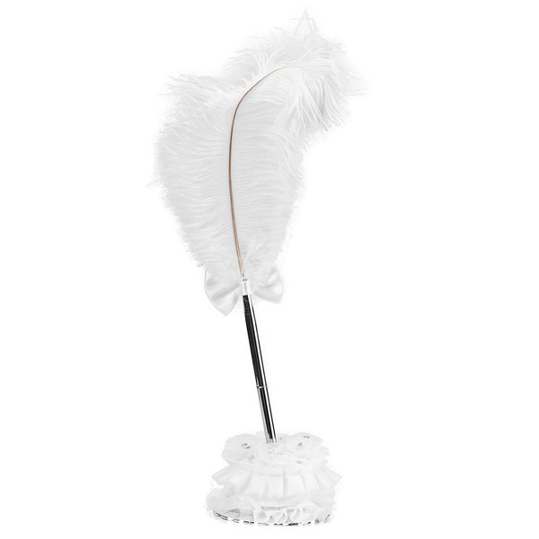 Feather Quill Signing Ballpoint Writing Pen with Holder for Wedding Meeting Office