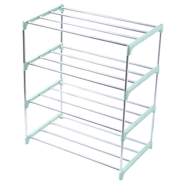 Stainless Steel Shoe Rack Multilayer Assemble Shoe Storage Rack DIY Reinforced for Home Green 4 Layers 47x26x56cm /29.13x10.27x22.05in