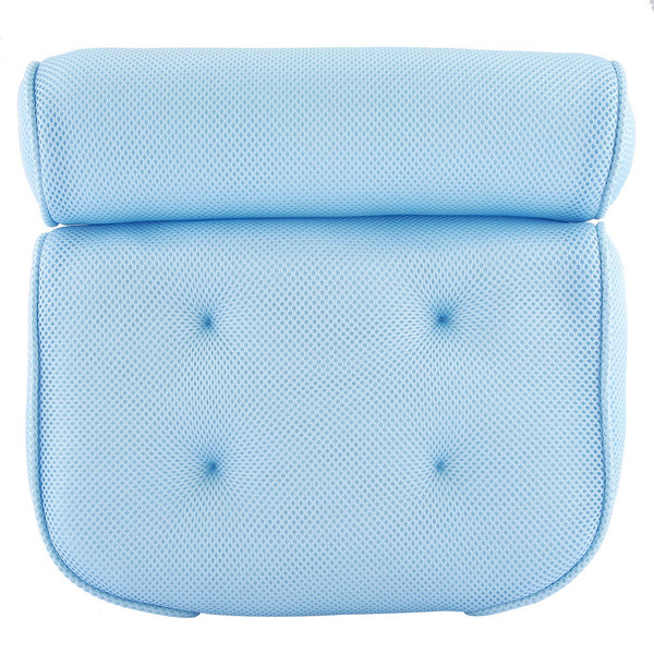 Soft Bathtub Pillow for Neck Back Support Air Fiber SPA Foam Stuff Padding Headrest (Blue)
