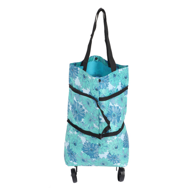 Collapsible Trolley Bags Folding Shopping Bag Canvas Multifunctional Grocery Bag with Wheel for Elderly Type2