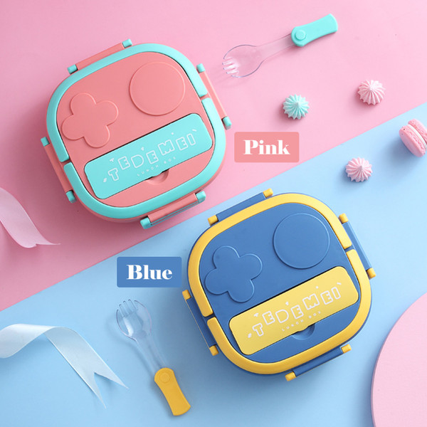 Lunch Box With Fork 2 Compartment Japanese Lunch Box Reusable Lunch Dinner Containers Leakproof Stainless Steel Bento Box for Adults Kids School Office