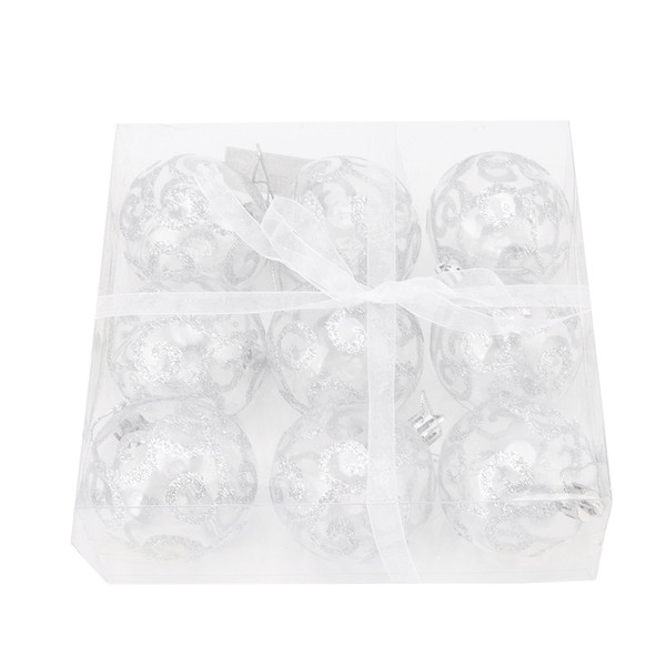 9Pcs Christmas Ball Ornaments Exquisite Plastic Shatterproof Hanging Christmas Tree Ornaments for Home Silver