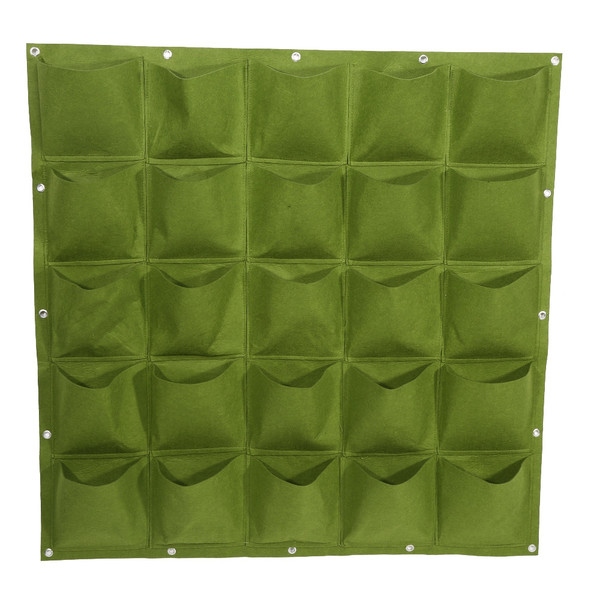 25 Pockets Outdoor Garden Vertical Planting Bag Wall Hanging Flower Growing Container (Green)