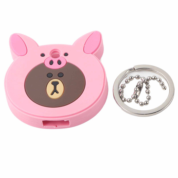 Keychain Three Dimensional Animation Soft Rubber Ornaments Double Sided Key Protection CoverPig Head Bear