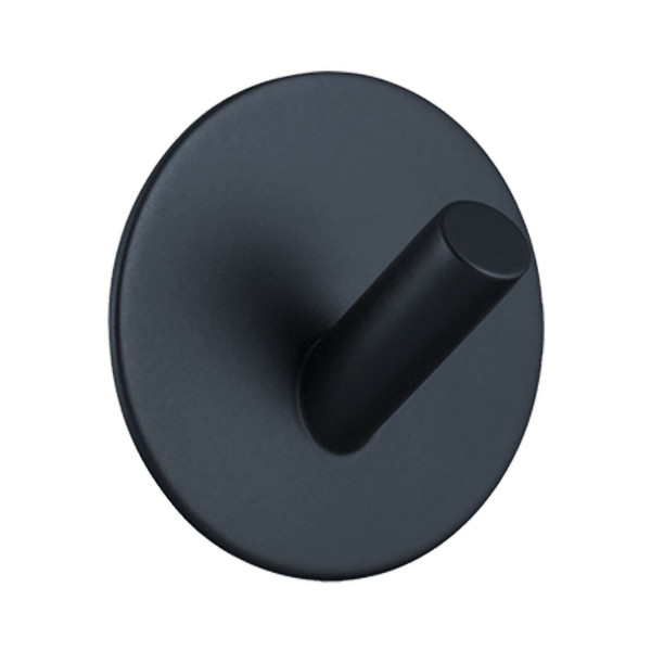Adhesive Hook No Punching Round Stainless Steel Sticky Shower Hook for Bathroom Kitchen Black Oblique Hook