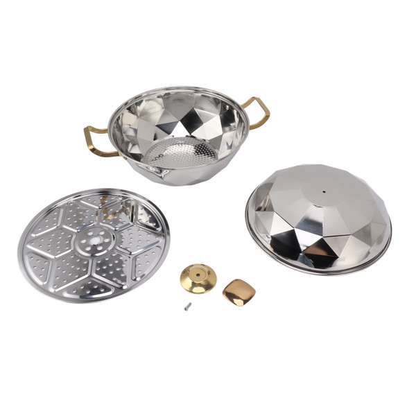 Multipurpose Stainless Steel Steam Pot with Steaming Plate Double Layer for Induction Cooker Kitchen Gadgets Silver