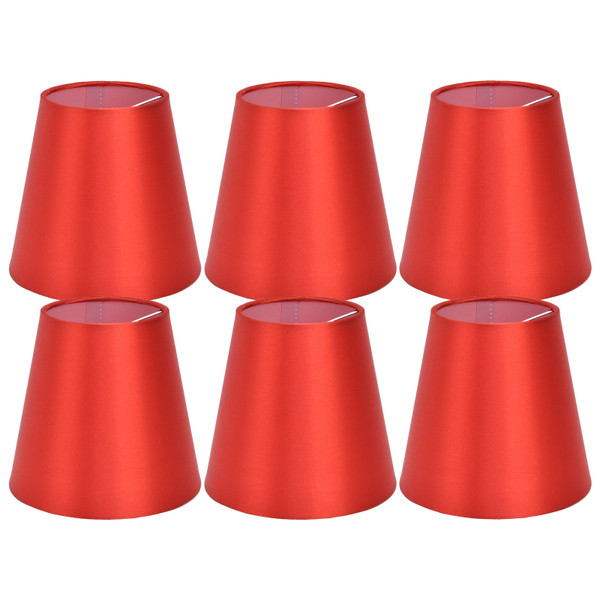 6PCS E14 Lamp Shade Fabric Lampshade Table Lamp Ceiling Lamp Shade for Bedroom Living RoomBright Red PX150