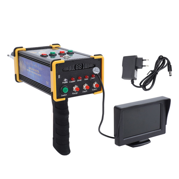 Underground Metal Detector Yellow Frame Accurate Sensitive 49.2ft Depth 3280.8ft Range with Display Screen Metal Scanner for Copper Gold Silver EU Plug 100‑240V